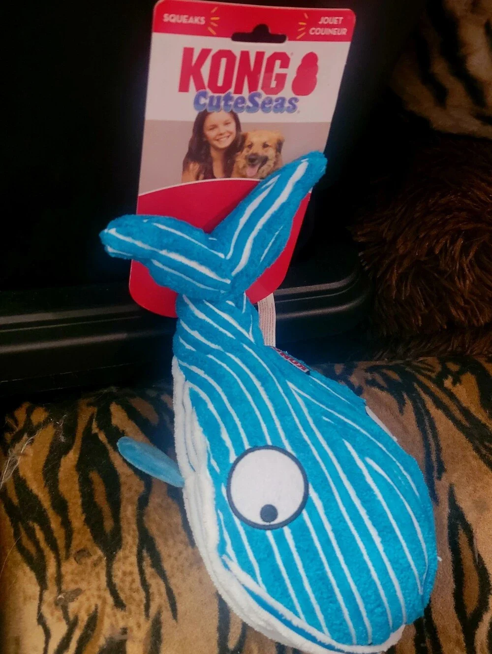 Kong Dog Whale Toy W Squeak Cuteseas Blue Large Xlarge Dog Ea.